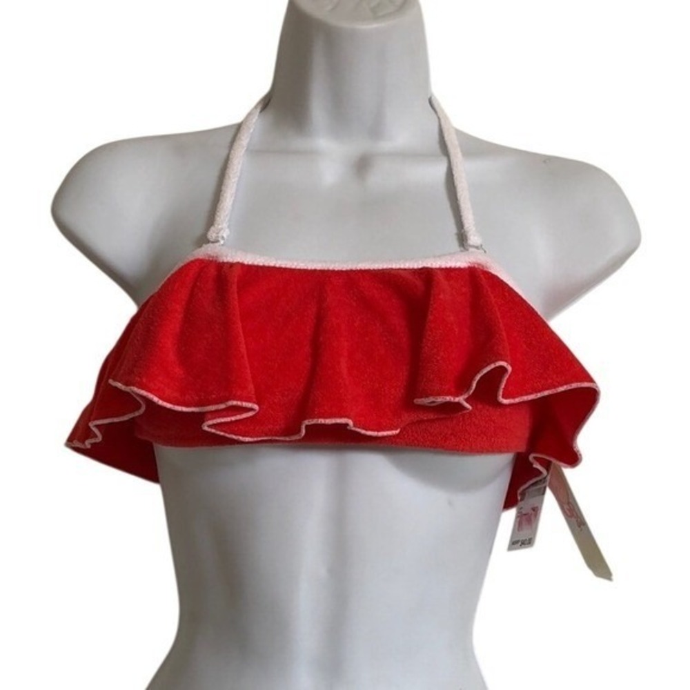 Gianni Bini red white‎ terry bikini top only for girls size 12